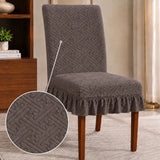 Capa de Cadeira Boutique Jacquard Babado Premium - Cinza