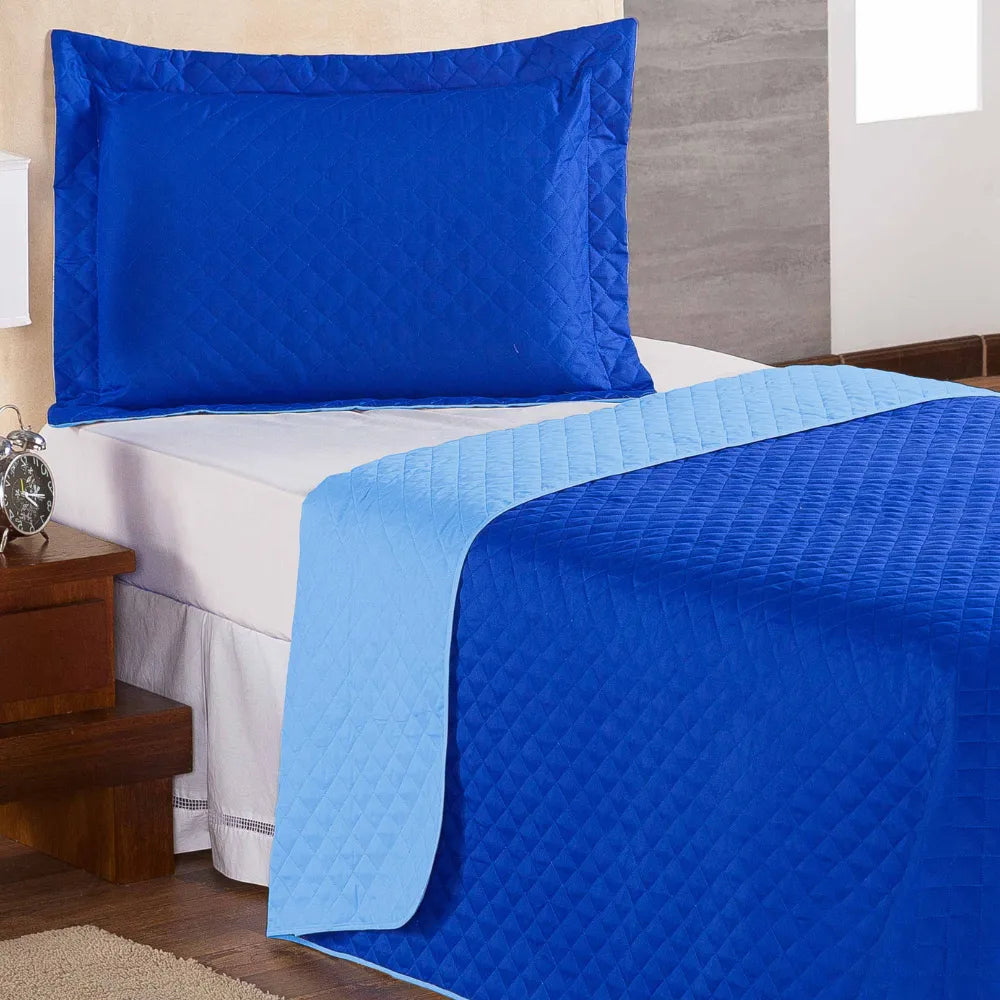 Foto de Cobre Leito Luxo Pati Azul Royal e Claro Solteiro muito bonita