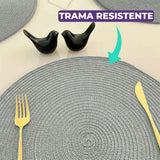 Detalhes de Jogo Americano Redondo Sousplat Impermeável Cinza da Charme do Detalhe