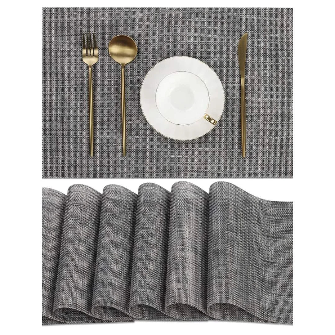 Veja detalhes lindos da Jogo Americano Retangular Dupla Face Impermeável Mescla Chumbo da Charme