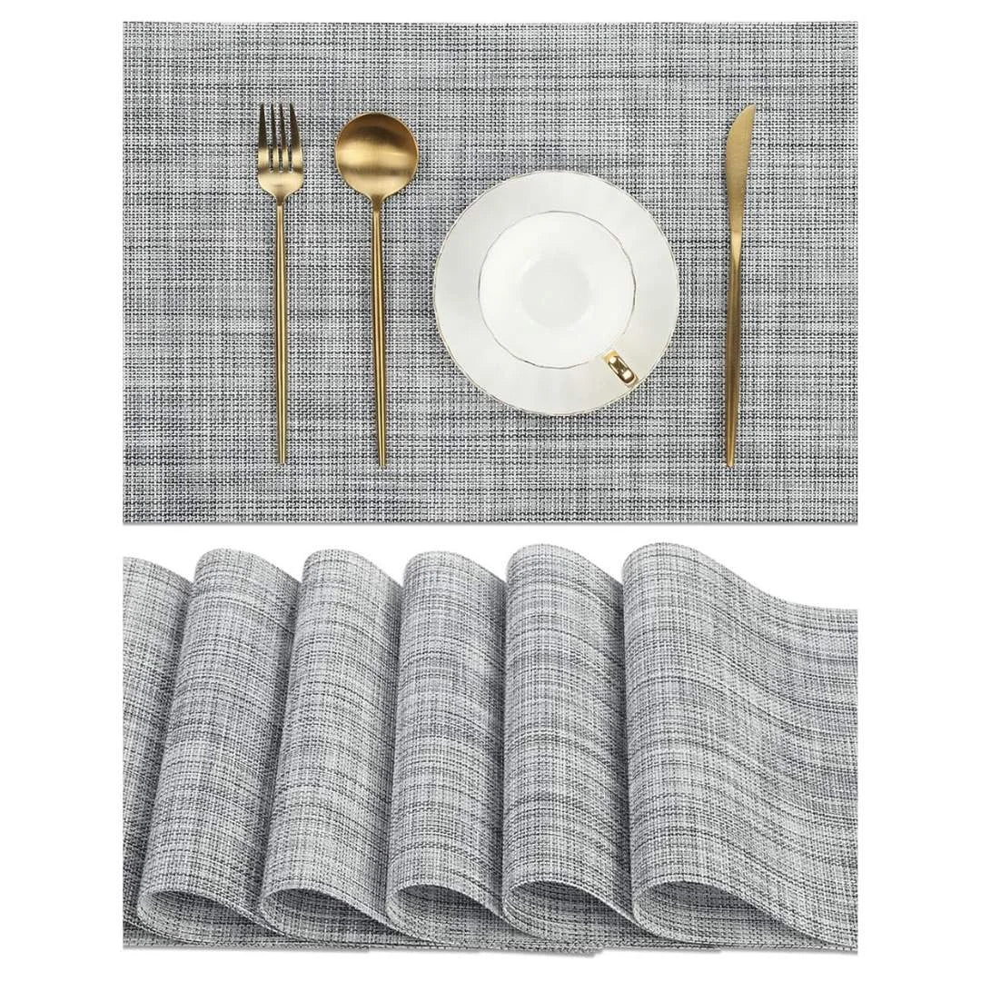 Detalhes da Jogo Americano Retangular Dupla Face Impermeável Mescla Cinza da Charme do Detalhe