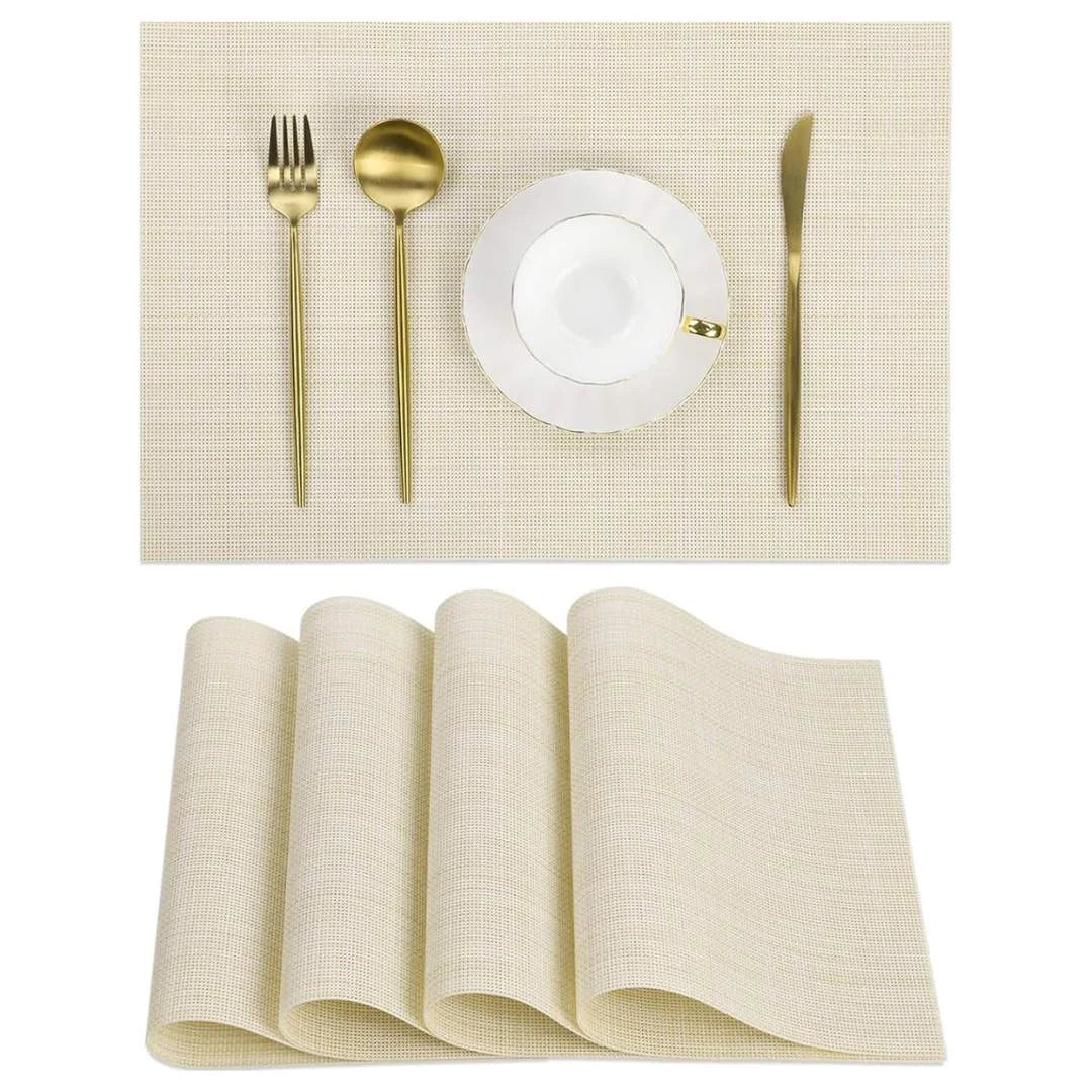 Foto Jogo Americano Retangular Dupla Face Impermeável Mescla Creme muito bonita