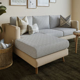 Capa de Sofá de Canto Classic Grid - Cinza Claro