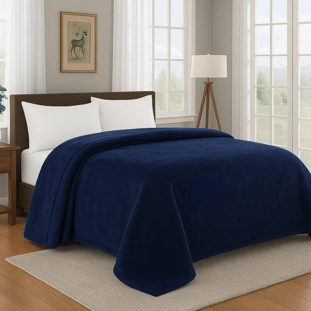 Veja detalhes lindos da Manta Soft Microfibra Azul Marinho Vários Tamanhos da Charme