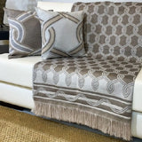 Manta para Sofá Aramado com Almofadas - Chocolate