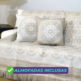 Manta para Sofá Mandala com Almofadas - Bege