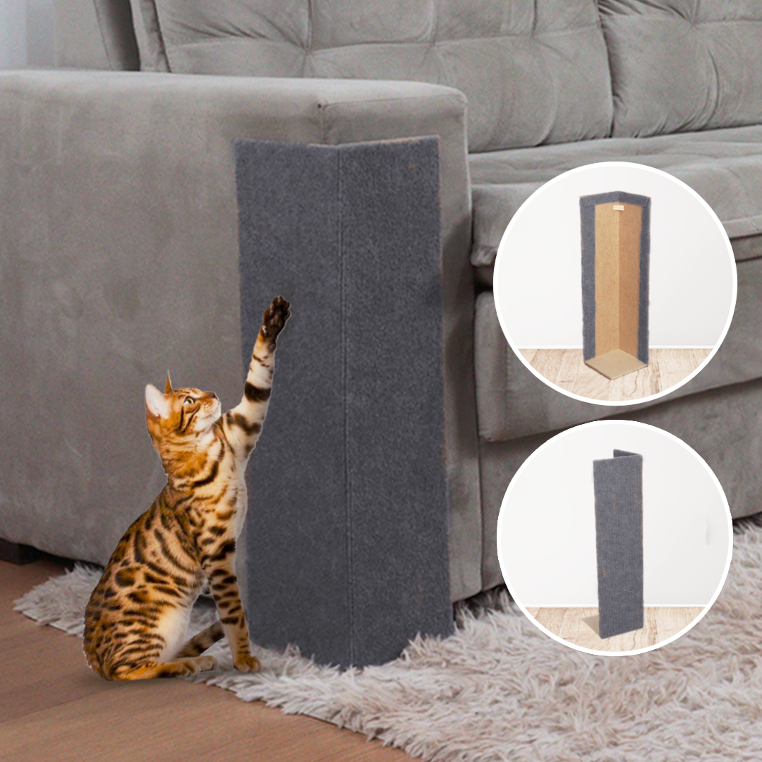 Conheça o Arranhador Gato Protetor de Sofá Kit 2 Cinza da Chame do Detalhe