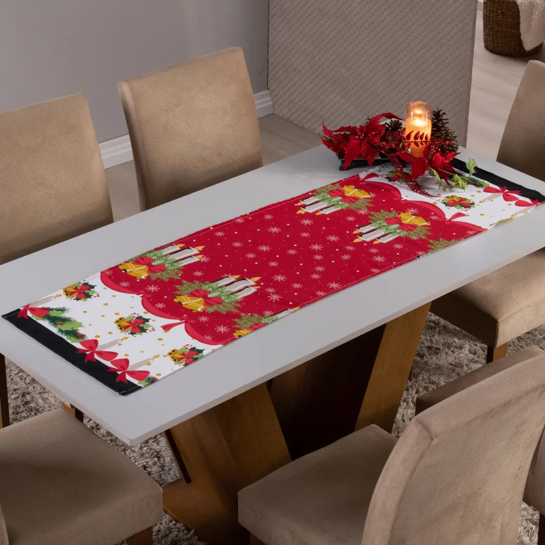Foto do Caminho de Mesa Natalino Vermelha Natal muito bonita