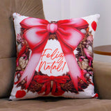 Detalhes da Capa Almofada Natal Laço Rosa do Detalhe