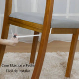 Foto vitrine capa assento para cadeira cinza