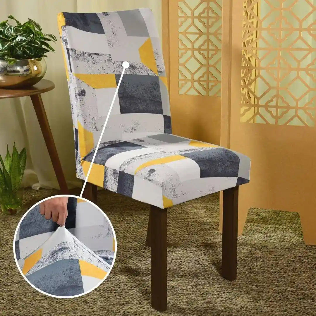 Foto vitrine capa para cadeira spandex marmore cinza