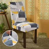 Foto vitrine capa para cadeira spandex marmore cinza