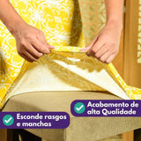 Foto vitrine capa para cadeira estampada amarela