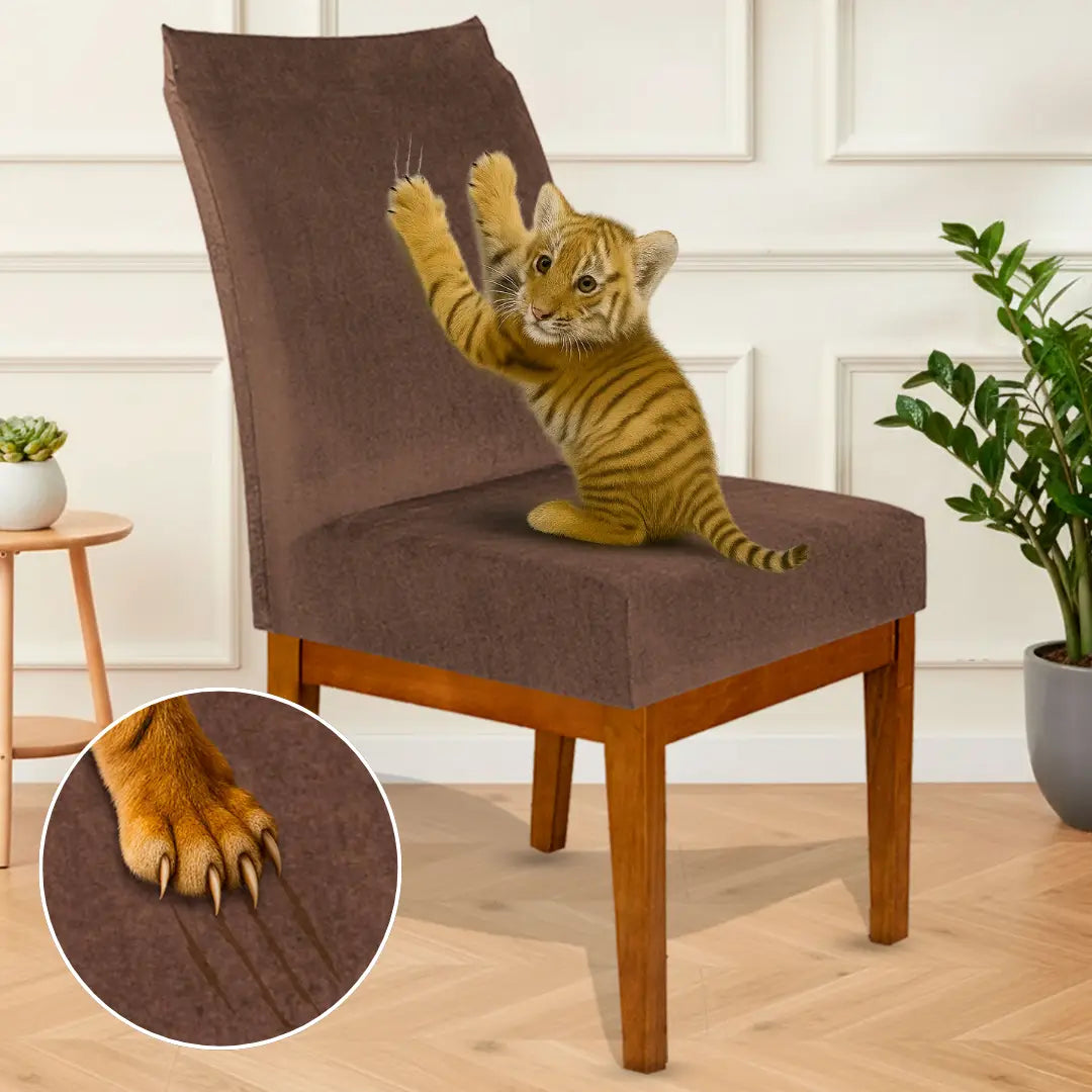 Foto vitrine capa para cadeira suede marrom