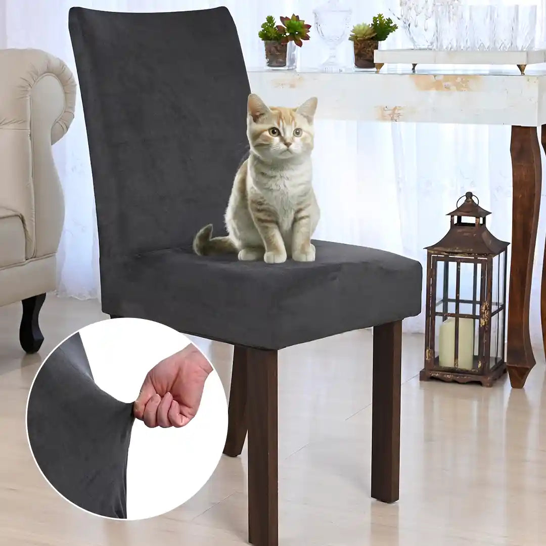 Foto vitrine capa para cadeira suede cinza chumbo