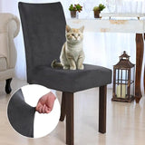 Foto vitrine capa para cadeira suede cinza chumbo