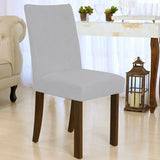 Foto vitrine capa para cadeira suede cinza claro