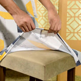 Foto vitrine capa para cadeira spandex marmore cinza