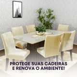 Foto vitrine capa para cadeira veludo marfim