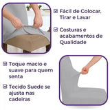 Foto vitrine capa para cadeira suede cinza claro