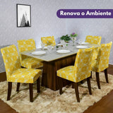 Foto vitrine capa para cadeira estampada amarela