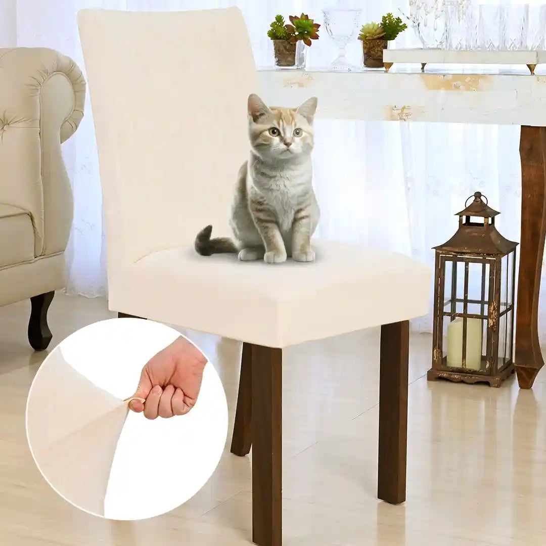 Foto vitrine capa para cadeira suede creme