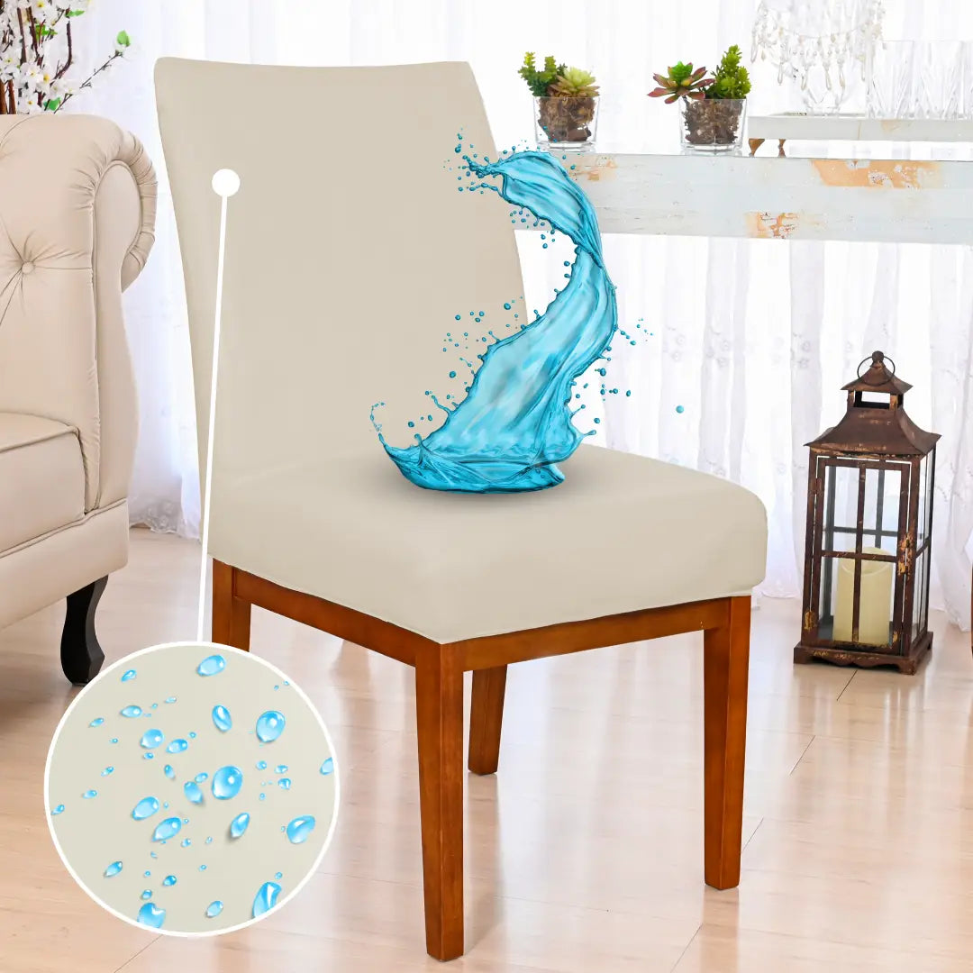 capa cadeira de jantar impermeável na cor bege