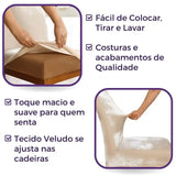 Foto vitrine capa para cadeira veludo marfim