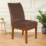 Foto vitrine capa para cadeira suede marrom