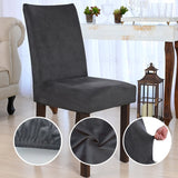 Foto vitrine capa para cadeira suede cinza chumbo