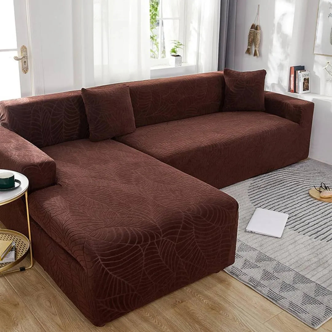 Foto da Capa de Sofá de Canto Impermeável Relevo Special Tabaco da Chame do Detalhe muito bonita