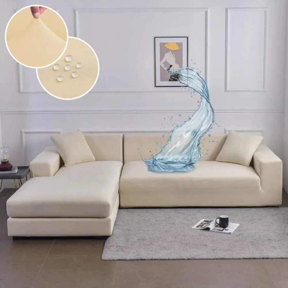 Veja os detalhes da Capa de Sofá de Canto Spandex Special Impermeável Branco Off da Charme