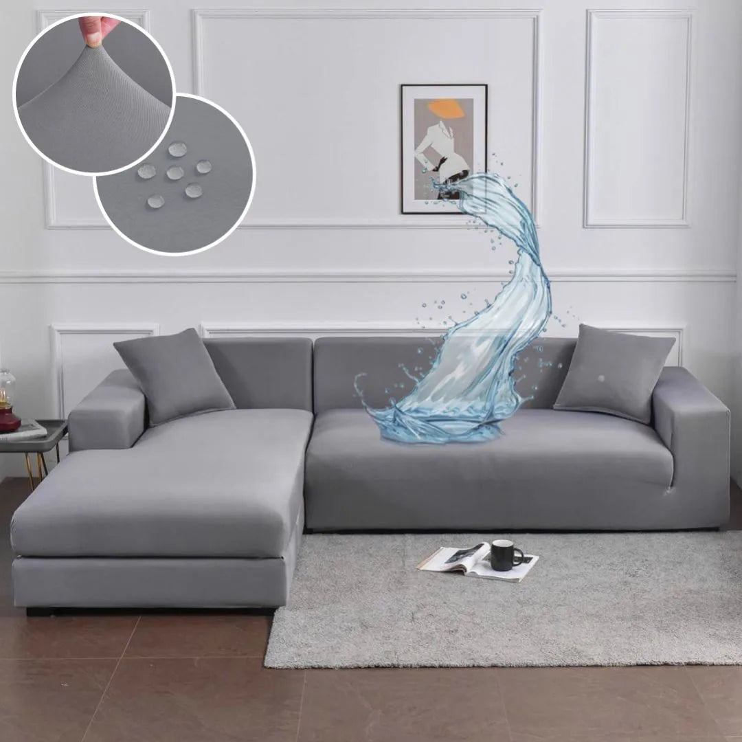 Conheça a Capa de Sofá de Canto Spandex Special Impermeável Cinza Claro da Chame do Detalhe