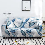 Foto da Capa de Sofá Spandex Special Folha Azul da Chame do Detalhe muito bonita