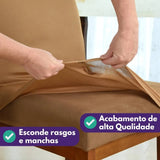 Foto vitrine capa para cadeira caramelo