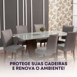 Veja detalhes lindos da Capa para Cadeira de Jantar Cinza Claro da Charme