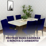 Foto vitrine capa para cadeira de veludo azul marinho