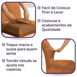 Foto vitrine capa para cadeira de veludo cobre