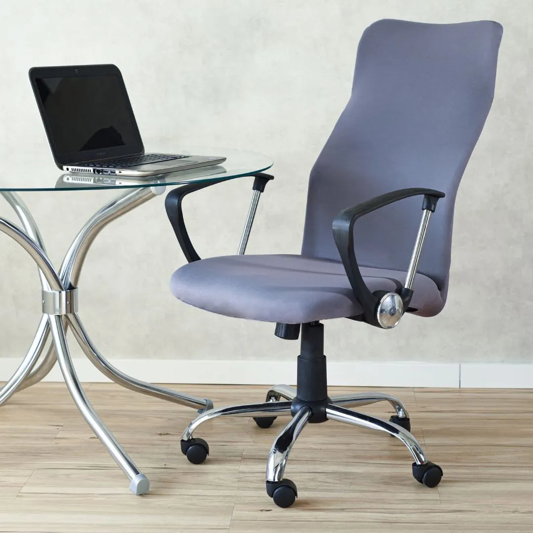 Foto vitrine capa para cadeira escritorio presidente chumbo