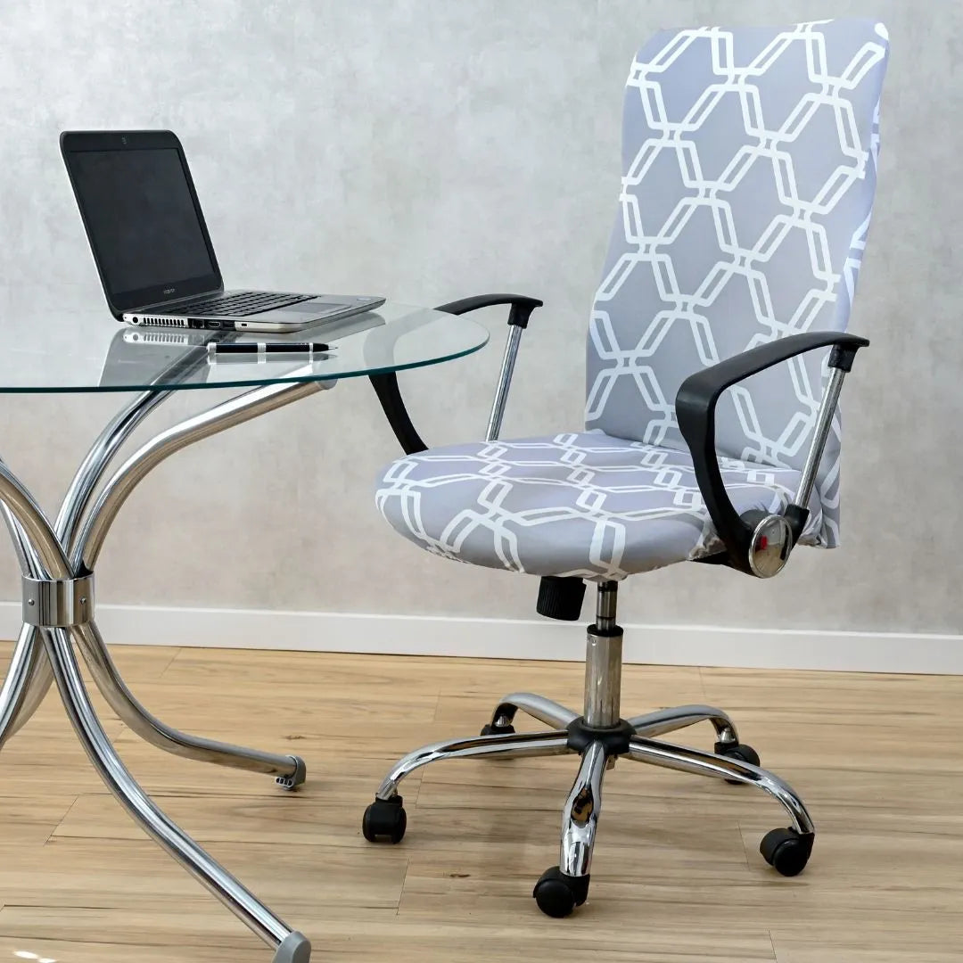 Foto vitrine capa para cadeira escritorio presidente estampada