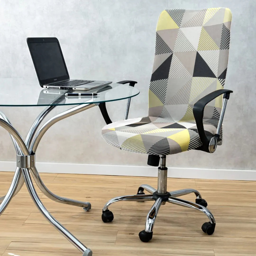 Foto vitrine capa para cadeira escritorio presidente estampada