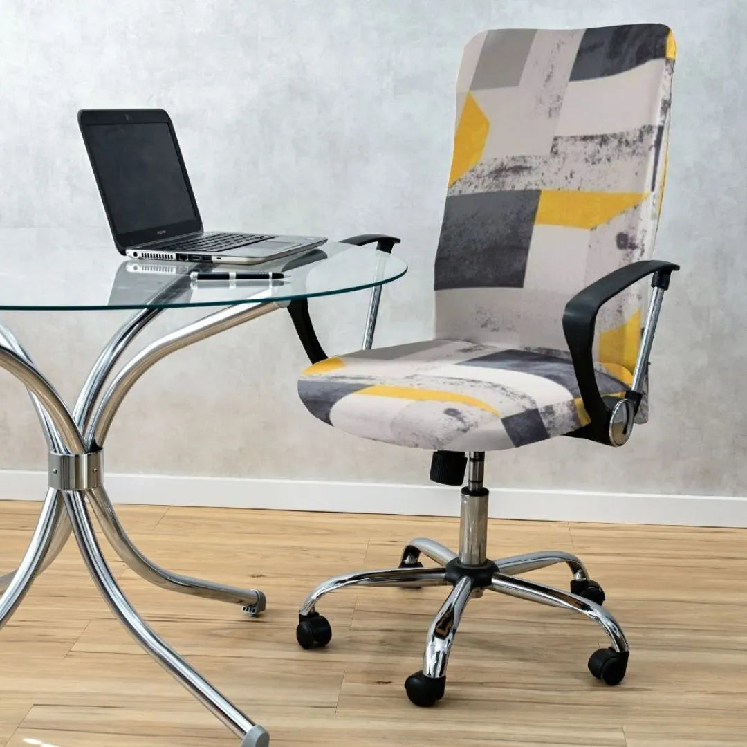 Foto vitrine capa para cadeira escritorio presidente estampada