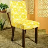 Foto vitrine capa para cadeira estampada amarela