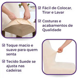 Foto vitrine capa para cadeira suede creme