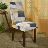 Foto vitrine capa para cadeira spandex marmore cinza