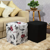 Kit 2 Capa para Puff Quadrado - Alstromerias e Preto