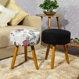 Kit 2 Capa para Puff Redondo - Alstromerias e Preto Universal: (A) 15 a 20cm, (L) 41x41cm