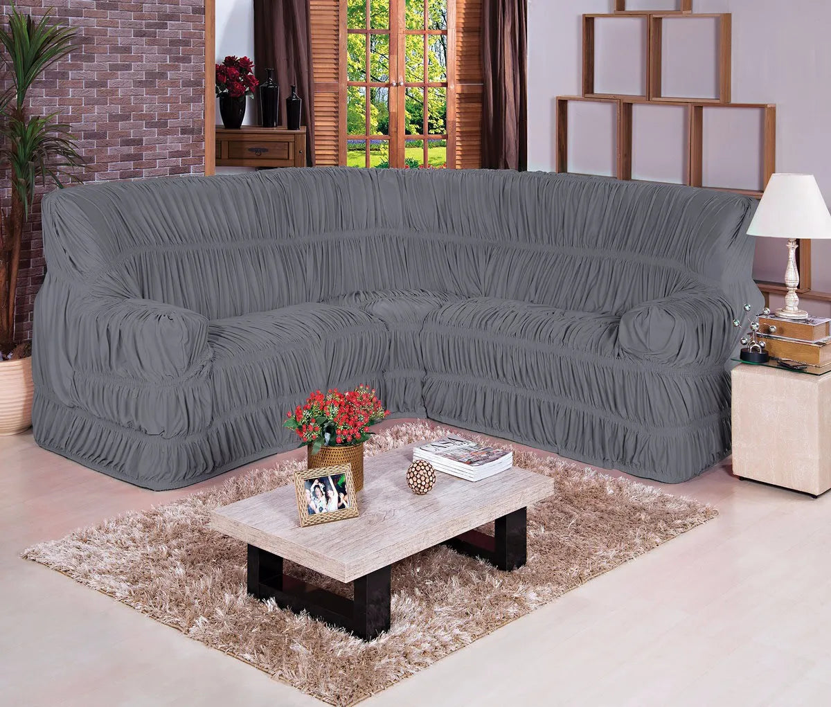 Foto de capa para sofá elasticada cinza muito bonita