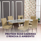 Foto vitrine capa para cadeira bege