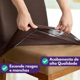 Veja detalhes lindos da Capa para Cadeira de Jantar Marrom Tabaco da Charme